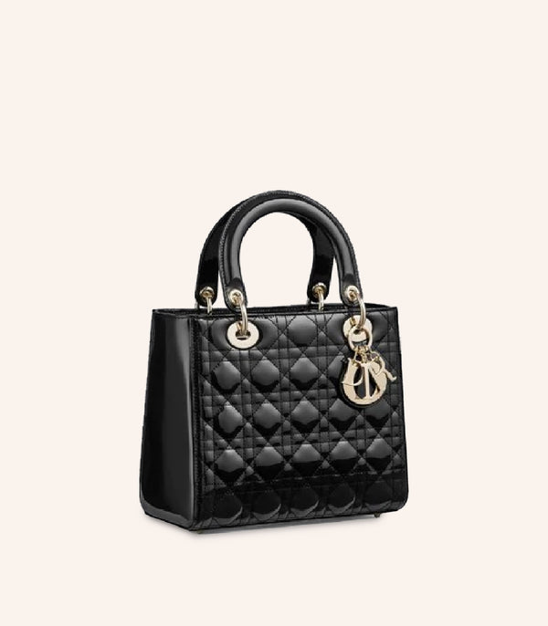 Tas Dior Medium Lady Dior Bag Patent Cannage Calfskin