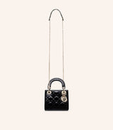 Tas Dior Mini Lady Dior Bag Patent Cannage Calfskin