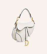 Tas Dior Mini Saddle Bag Ecru Grained Calfskin