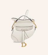 Tas Dior Mini Saddle Bag Ecru Grained Calfskin