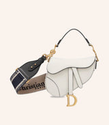 Tas Dior Mini Saddle Bag Ecru Grained Calfskin