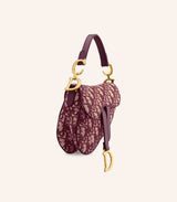 Tas Dior Mini Saddle Bag Burgundy Oblique Jacquard