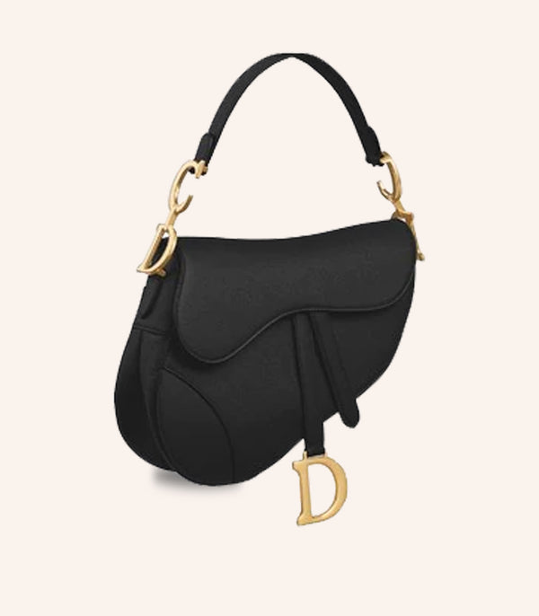 Tas Dior Saddle Bag Black Grained Calfskin