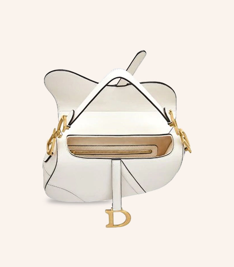 Tas Dior Saddle Bag Ecru Grained Calfskin