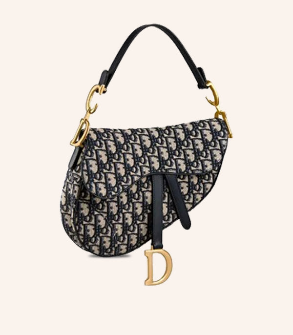 Tas Dior Saddle Bag Blue Oblique Jacquard