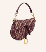 Tas Dior Saddle Bag Burgundy Oblique Jacquard