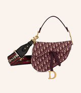 Tas Dior Saddle Bag Burgundy Oblique Jacquard