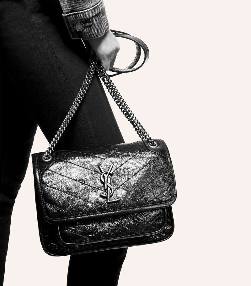 Tas YSL Saint Laurent Niki Baby In Crinkled Vintage Leather